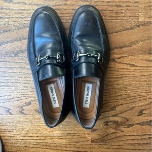 Steve Madden Black Leather Men's Slip-On Loafers